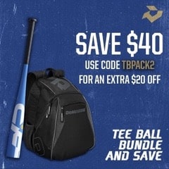save $40 on tee ball bundle Wilson demarini.com CF (-13) USTA t-ball bat voodoo junior backpack